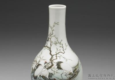 图片[2]-Gall-bladder-shaped vase with “Crane Bringing Fortune and Joy” motif in yangcai painted enamels, Qianlong reign (1736-1795), Qing dynasty-China Archive